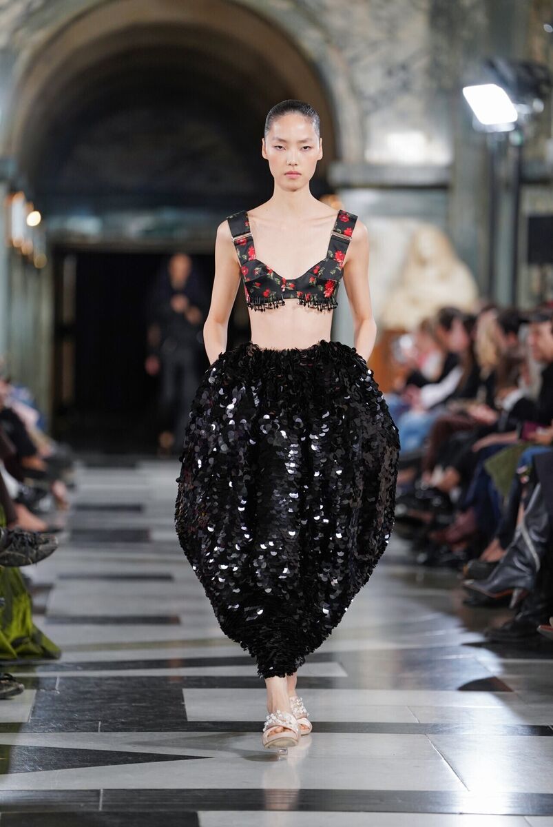 Models on the catwalk at the Simone Rocha fashion show at the Old Bailey in London. Picture: Ian West/PA Models on the catwalk at the Simone Rocha fashion show at the Old Bailey in London. Picture: Ian West/PA