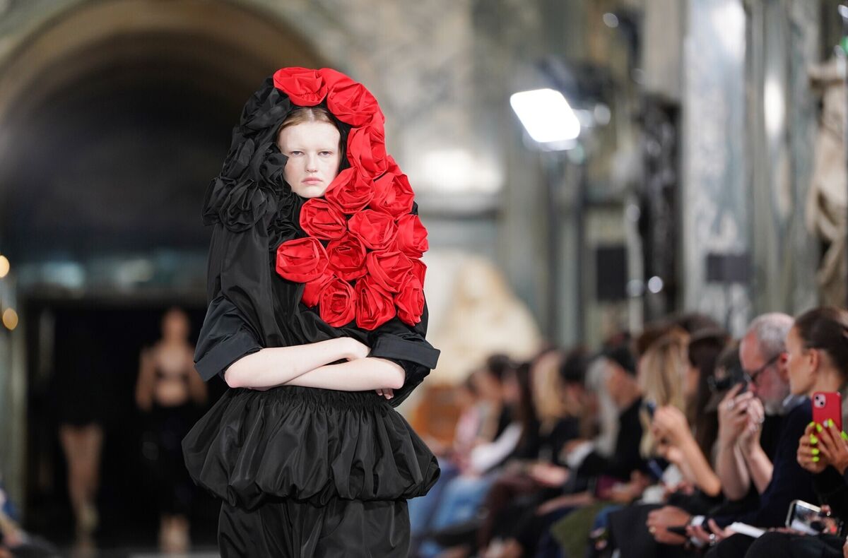 Models on the catwalk at the Simone Rocha fashion show at the Old Bailey, in London. Picture: Ian West/PA Models on the catwalk at the Simone Rocha fashion show at the Old Bailey, in London. Picture: Ian West/PA