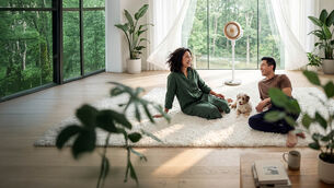 <p>Stay comfortable in every season with the smart, cordless, and portable SwitchBot Standing Circular Fan. Picture: SwitchBot</p>
