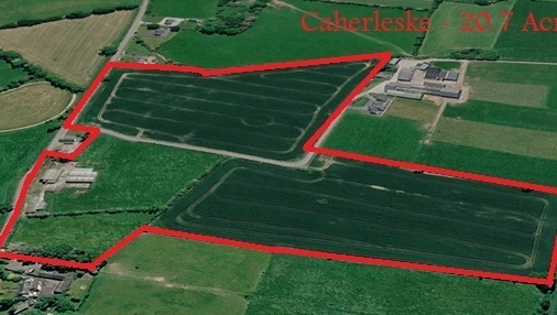 Marked aerial photo of the 21-acre farm sold at auction, Caherlesk, Kilkenny.