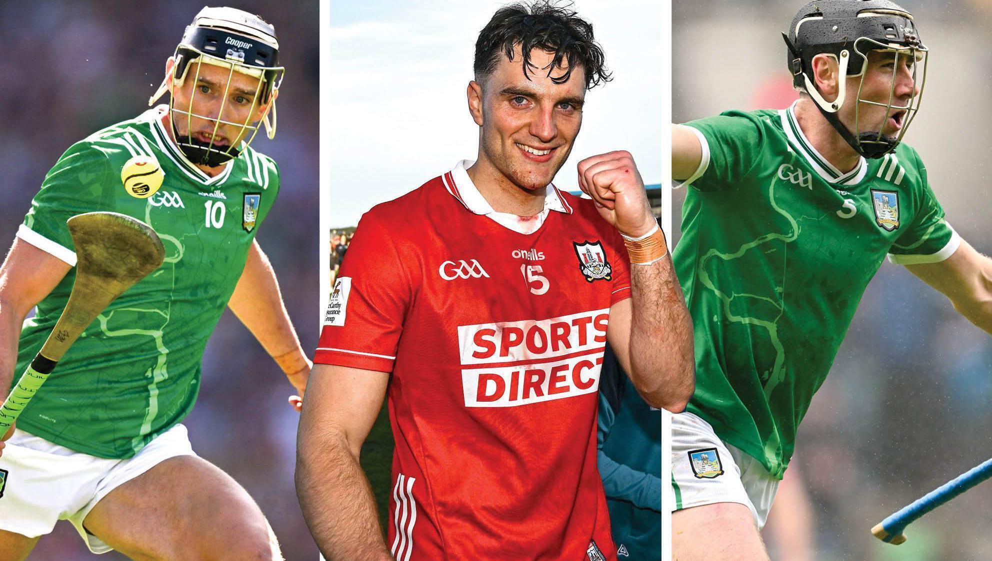 Hurler of the year nominees, from left, Gearóid Hegarty (Limerick); Brian Hayes (Cork), Diarmaid Byrnes (Limerick).