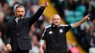 <p>Celtic manager Martin O'Neill (right) and Rangers manager Derek McInnes. Pic: Andrew Milligan/PA Wire.</p>