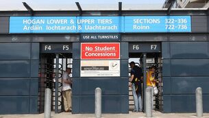 <p>It is two years since the GAA announced they would be bumping up stand admission to the All-Ireland senior football and hurling finals to €100 from €90, while terrace tickets rose by €5 to €55.</p> <p>It is two years since the GAA announced they would be bumping up stand admission to the All-Ireland senior football and hurling finals to €100 from €90, while terrace tickets rose by €5 to €55.</p>