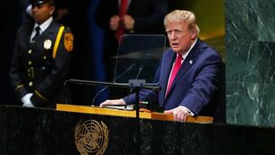 <p>US president Donald Trump speaks to the United Nations General Assembly, Tuesday, Sept. 22, 2026, at the UN headquarters. (AP Photo/Julia Demaree Nikhinson)</p>