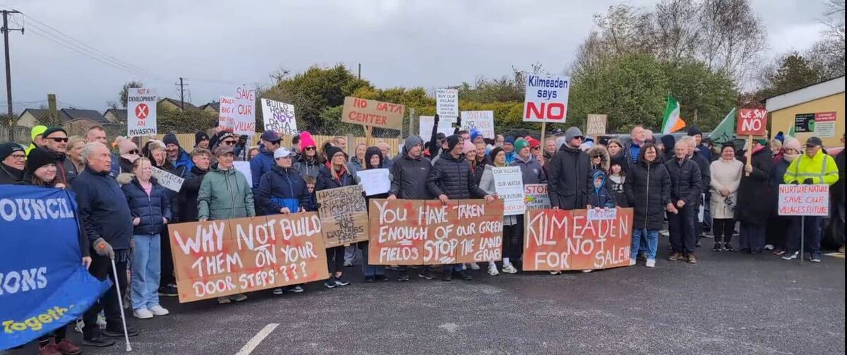 One of numerous protests in Kilmeaden against proposed data centres. 
