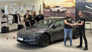 <p>Tesla's Kieran Campbell presents the keys to Martin O'Connor, Tesla's 15,000th customer in Ireland, at the Sandyford showroom. </p> <p>Tesla's Kieran Campbell presents the keys to Martin O'Connor, Tesla's 15,000th customer in Ireland, at the Sandyford showroom. </p>