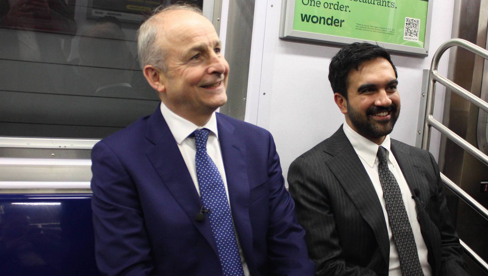 Micheál Martin and Zohran Mamdani on the Subway in New York. 
