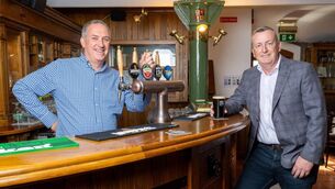 <p>PJ Tierney, master brewer, HEINEKEN Ireland and Jonathan Barry, On Trade regional manager, celebrate the launch of Murphy’s 170 Whiskey Cask Stout</p>