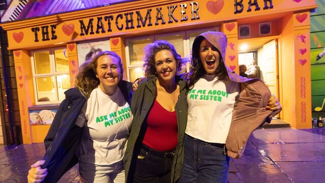 <p>Sisters Lauren, Bridget and Annalee Heneghan from Richmond, Virginia, USA at the Matchmaking Festival in Lisdoonvarna. Picture: Eamon Ward</p>
