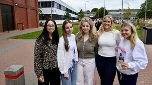 <p> First-year students Áine Sheehan, Keira Coffey, Ella Treacy, Muireann Healy, and Aine Fitzpatrick were among students protesting at Munster Technological University on Thursday. Picture: Larry Cummins</p> <p> First-year students Áine Sheehan, Keira Coffey, Ella Treacy, Muireann Healy, and Aine Fitzpatrick were among students protesting at Munster Technological University on Thursday. Picture: Larry Cummins</p>