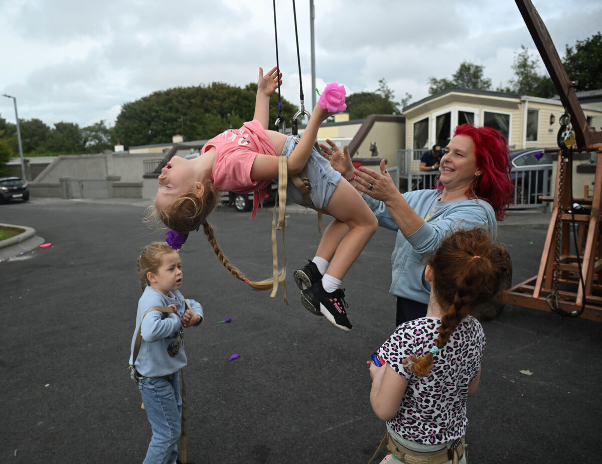 Fidget Feet Aerial Dance Theatre’s creative director, Chantal McCormick, with Travellers performing on a halting site in Galway as part of the Sorcán and Circus initiative. Photo: Ray Ryan Fidget Feet Aerial Dance Theatre’s creative director, Chantal McCormick, with Travellers performing on a halting site in Galway as part of the Sorcán and Circus initiative. Photo: Ray Ryan