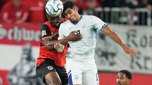 <p>Israel's Anan Khalaili, right, challenges Austria's Kevin Danso during the Nations League Group B3 game. Pic: AP Photo/Matthias Schrader)</p> <p>Israel's Anan Khalaili, right, challenges Austria's Kevin Danso during the Nations League Group B3 game. Pic: AP Photo/Matthias Schrader)</p>