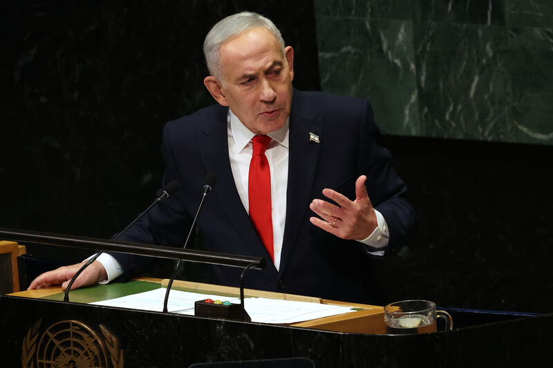 Israeli Prime Minister Benjamin Netanyahu speaks during the 81st session of the United Nations General Assembly at United Nations headquarters. Picture: Heather Khalifa/AP Israeli Prime Minister Benjamin Netanyahu speaks during the 81st session of the United Nations General Assembly at United Nations headquarters. Picture: Heather Khalifa/AP