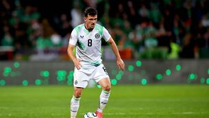 <p>Jason Knight of Ireland during the defeat to Kosovo. Pic: INPHO/Ryan Byrne</p>