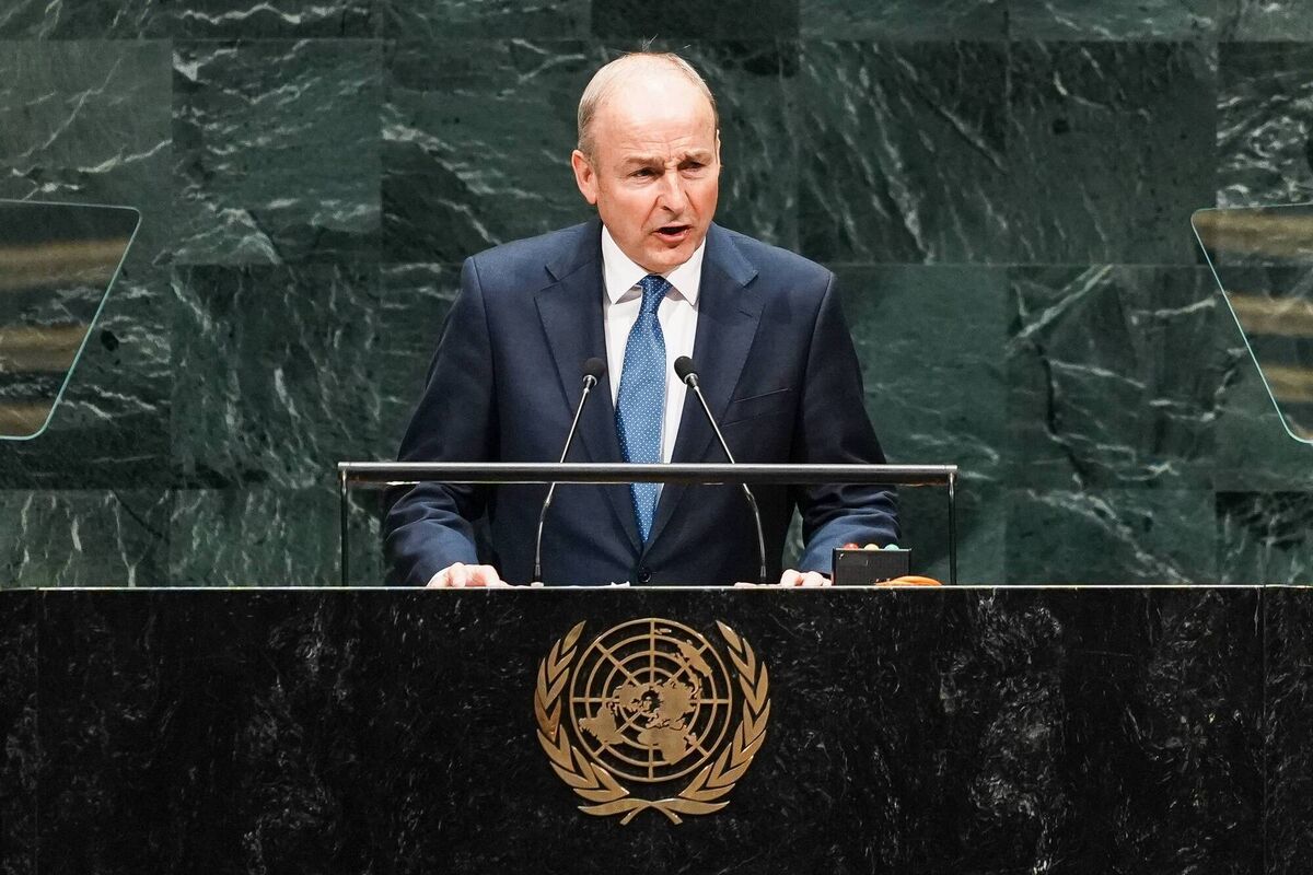 Taoiseach Micheál Martin gave his UNGA address on Thursday evening at the UN Headquarters where he explained that the 'international legal order is under tremendous strain'. Picture: Ryan Murphy/Getty Images