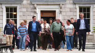 <p>Sinn Fein TDs Pearse Doherty (far right) and Matt Carthy (fifth left) walk with members of the Garvaghy Road Residents Coalition, which is against a proposed Orange Order parade through the street in Co Armagh this weekend, as they leave Leinster House, Dublin, after a meeting with Sinn Fein. Picture date: Thursday September 24, 2026.</p> <p>Sinn Fein TDs Pearse Doherty (far right) and Matt Carthy (fifth left) walk with members of the Garvaghy Road Residents Coalition, which is against a proposed Orange Order parade through the street in Co Armagh this weekend, as they leave Leinster House, Dublin, after a meeting with Sinn Fein. Picture date: Thursday September 24, 2026.</p>