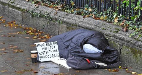 Sleeping homeless person