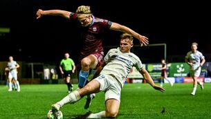 <p>Odhran Casey of Shelbourne in action against Kris Twardek of Galway United. Pic: Piaras Ó Mídheach/Sportsfile</p> <p>Odhran Casey of Shelbourne in action against Kris Twardek of Galway United. Pic: Piaras Ó Mídheach/Sportsfile</p>