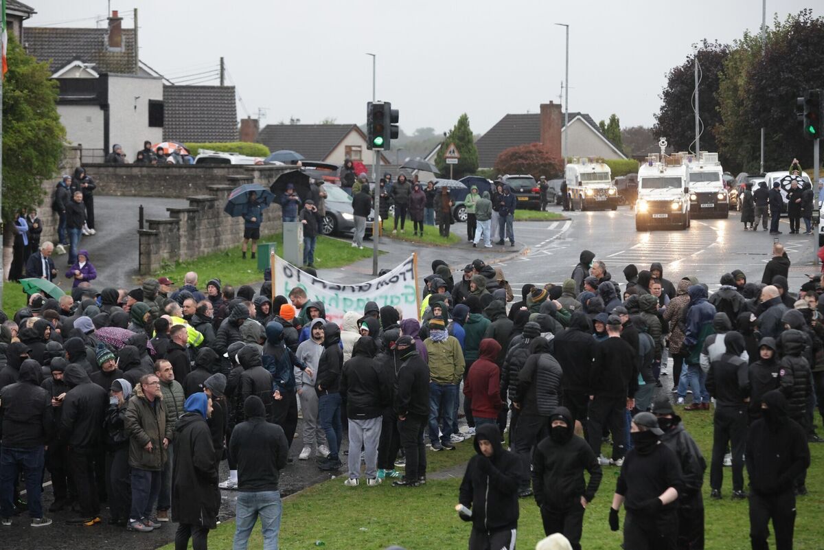 Protesters block the Garvaghy road ahead of a Portadown District Loyal Orange Lodge march in the first parade along the Garvaghy Road in Portadown for almost 30 years. Picture: Peter Morrison/PA Wire Protesters block the Garvaghy road ahead of a Portadown District Loyal Orange Lodge march in the first parade along the Garvaghy Road in Portadown for almost 30 years. Picture: Peter Morrison/PA Wire