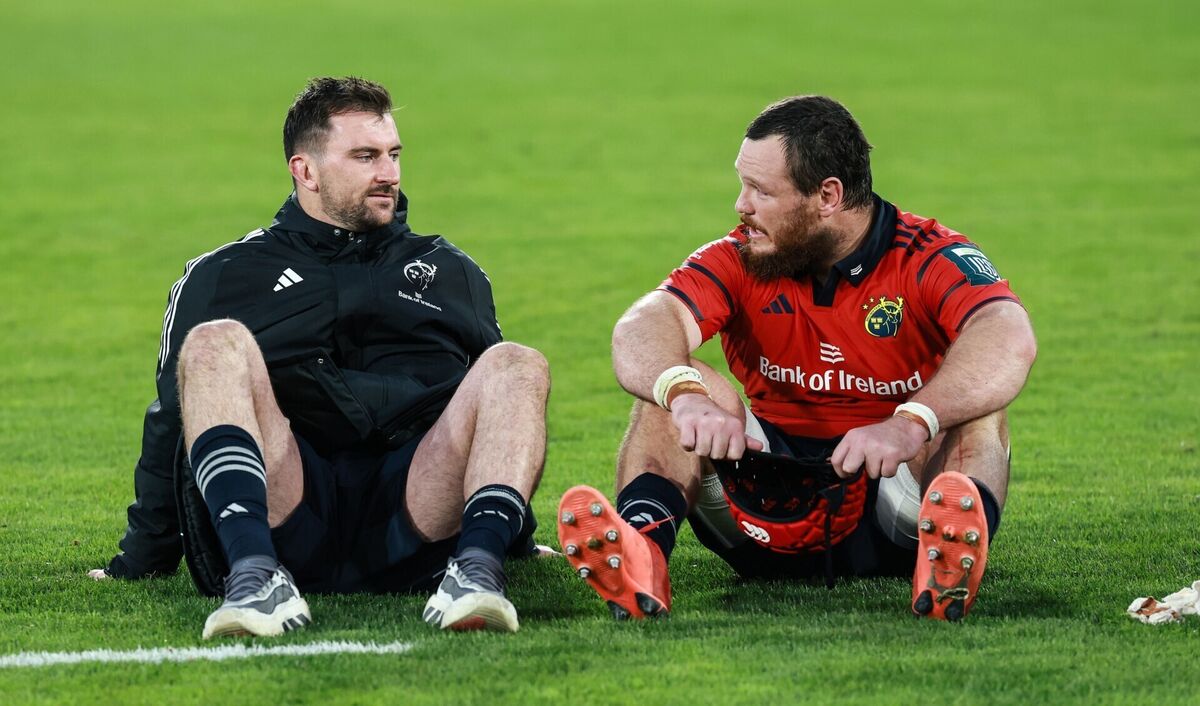 Munster's Diarmuid Barron and Marnus Van Der Merwe after the match. Pic: Dan Sheridan/Inpho Munster's Diarmuid Barron and Marnus Van Der Merwe after the match. Pic: Dan Sheridan/Inpho