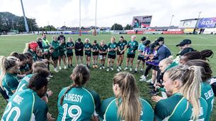 <p>CIRCLE OF TRUST: A view of a Ireland team huddle after the match against Japan in Galway. Pic: INPHO</p>