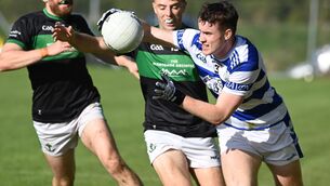 <p>Castlehaven's Thomas O'Mahony breaks from Nemo Rangers' Ross Corkery and Alan O'Donovan during the McCarthy Insurance Group PSFC quarter final at Clonakilty. Picture; Eddie O'Hare</p> <p>Castlehaven's Thomas O'Mahony breaks from Nemo Rangers' Ross Corkery and Alan O'Donovan during the McCarthy Insurance Group PSFC quarter final at Clonakilty. Picture; Eddie O'Hare</p>