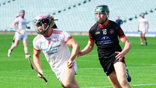 <p>Match winner Lorcan Lyons in possession of the sliotar against Rory Gleeson of Mungret St Paul's. Pic: Brendan Gleeson</p>