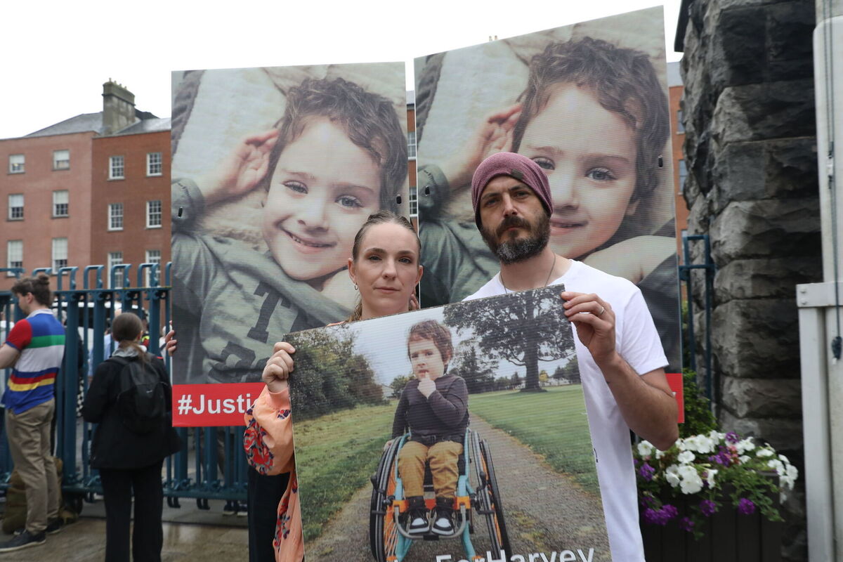 Harvey Morrison Sherratt's parents, Gillian Sherratt and Stephen Morrison during a Justice for Harvey March in Dublin city centre on August 23, 2025. Photo: Gareth Chaney/PA Harvey Morrison Sherratt's parents, Gillian Sherratt and Stephen Morrison during a Justice for Harvey March in Dublin city centre on August 23, 2025. Photo: Gareth Chaney/PA