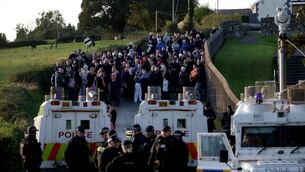 <p>Orangemen gather near Drumcree Church as police form a barricade to prevent them from entering the Garvaghy Road, where members of the Orange Order were due to take part in the first return parade on the road for almost 30 years. Picture: Peter Morrison/PA</p> <p>Orangemen gather near Drumcree Church as police form a barricade to prevent them from entering the Garvaghy Road, where members of the Orange Order were due to take part in the first return parade on the road for almost 30 years. Picture: Peter Morrison/PA</p>