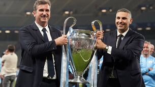 <p>GLORY DAY: Manchester City chairman Khaldoon Al Mubarak and CEO Ferran Soriano with the Champions League trophy in 2023. 	Picture: Nick Potts/PA</p>