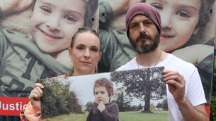 <p>Gillian Sherratt and Stephen Morrison during a march in Dublin last year. The scoping report came in response to the death of their son, Harvey Morrison Sherratt. </p> <p>Gillian Sherratt and Stephen Morrison during a march in Dublin last year. The scoping report came in response to the death of their son, Harvey Morrison Sherratt. </p>