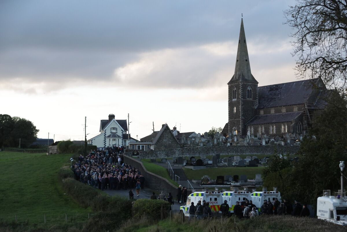 Loyalist supporters and Orangemen face police outside Drumcree Church. Picture: Sunday September 27, Peter Morrison/PA Wire