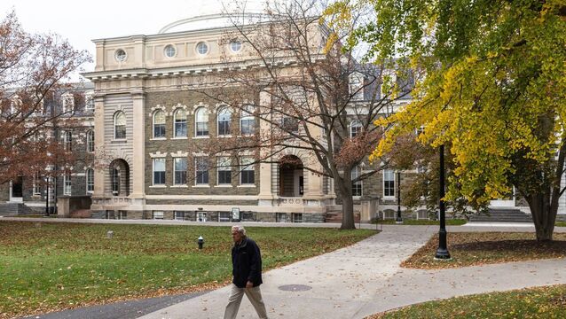 <p>A man walks through the Cornell University campus on November 3, 2023 in Ithaca, New York. Picture: Matt Burkhartt/Getty Images</p>