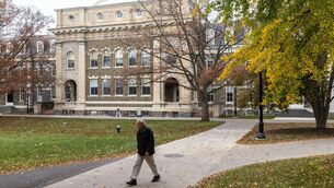 <p>A man walks through the Cornell University campus on November 3, 2023 in Ithaca, New York. Picture: Matt Burkhartt/Getty Images</p>