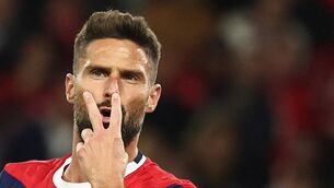 <p>FORTY UP: Olivier Giroud turns 40 on Wednesday and says this will probably be his final season in top flight football. The French striker was once described as 'tough as old boots' by then Arsenal manager Arsene Wenger. Pic: Sameer Al-Doumy, AFP via Getty Images</p>