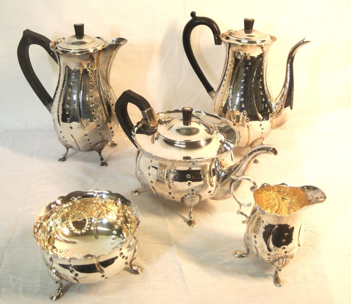 A 1979 five-piece tea service by Egans of Cork at Woodwards. A 1979 five-piece tea service by Egans of Cork at Woodwards.