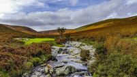 aerial view of wicklow mountain in ireland, aerial view of ireland nature, popular tourist destination in ireland, aerial view o