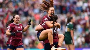 <p>Galway players Olivia Divilly and Leanne Coen celebrate after victory in the LGFA TG4 All-Ireland Senior Championship final. Pic: Piaras Ó Mídheach/Sportsfile</p> <p>Galway players Olivia Divilly and Leanne Coen celebrate after victory in the LGFA TG4 All-Ireland Senior Championship final. Pic: Piaras Ó Mídheach/Sportsfile</p>