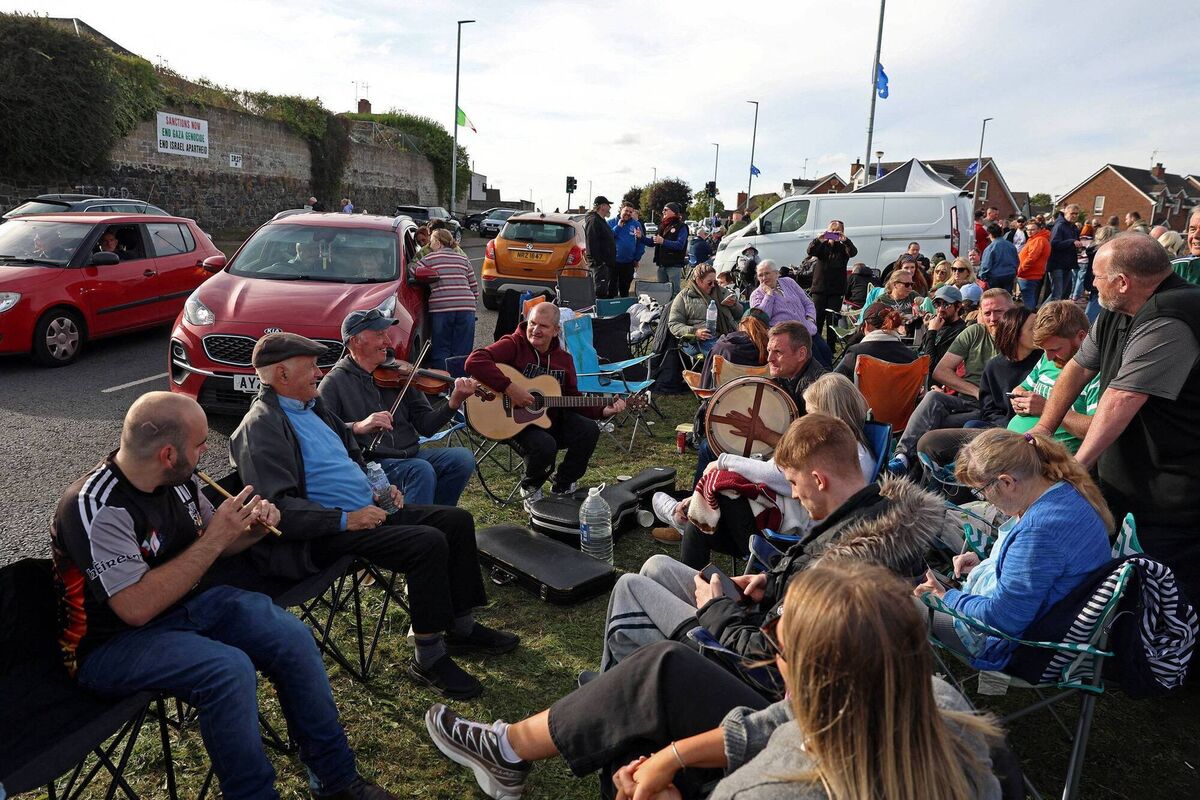 Residents of the Garvaghy Road protest against the Orange Order's Drumcree parade on Monday. Photo: REUTERS/Cathal McNaughton