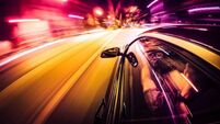 Crazy ride on the night by car