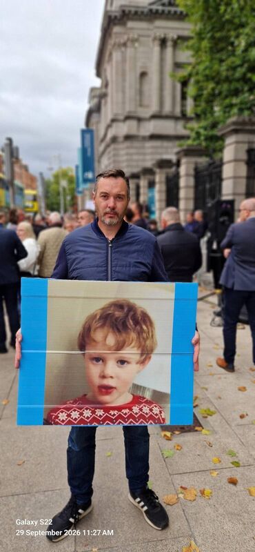 Kenneth Stone from Ballincollig, Cork, who travelled to Dublin to protest at the lack of services his son Harry, almost 9. Kenneth Stone from Ballincollig, Cork, who travelled to Dublin to protest at the lack of services his son Harry, almost 9.