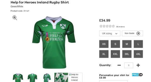 IRFU can’t prevent 'Ireland Rugby Shirt' being sold in aid of British soldiers