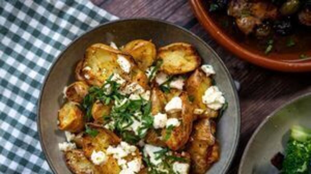 Roast Baby Potatoes with Preserved Lemon Dressing & Feta
