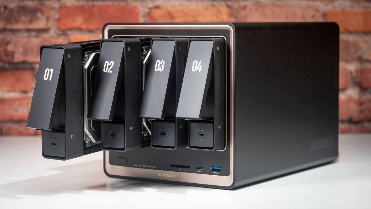 The Ugreen DXP 4800 GT can take up to four 32TB HDDs for a total of 144TB of storage. Picture: Noel Campion