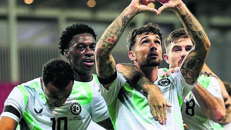 Ireland's Troy Parrott celebrates after scoring his sides first goal of his side's first fixture against Israel in this Nations League international window. Picture: Ryan Byrne/Inpho