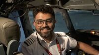 Indian pilot Smit Machchhar smiles in an unidentified location