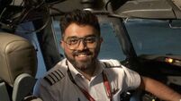 Indian pilot Smit Machchhar smiles in an unidentified location