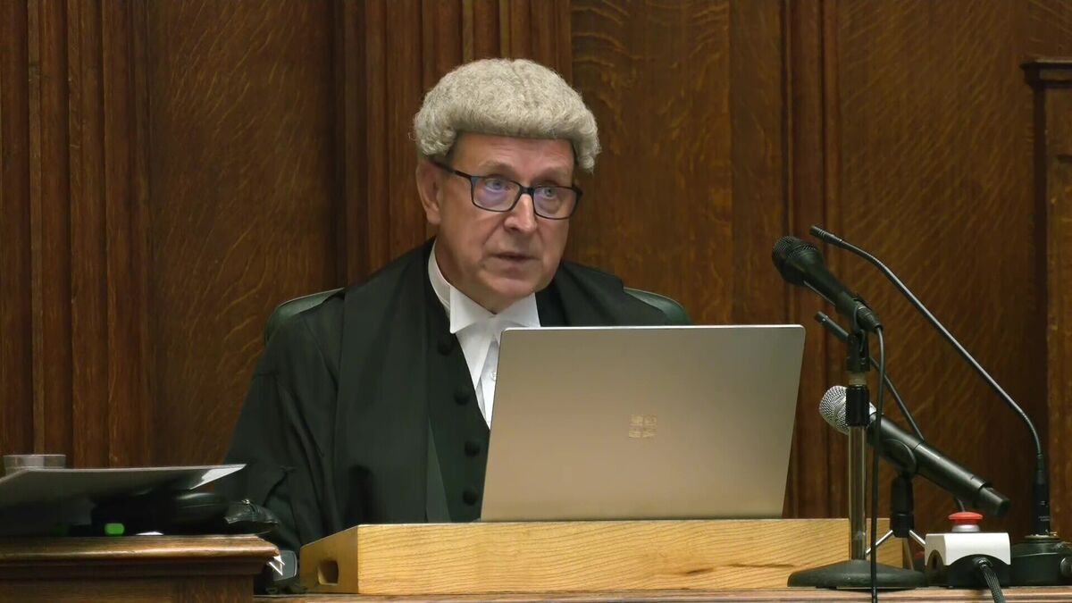 Judge Simon Mayo KC at The Old Bailey, central London, during the sentencing of Ashley Malcolm for the manslaughter of 86-year-old John Burke during a burglary in Hackney. Picture: PA Video/PA Wire Judge Simon Mayo KC at The Old Bailey, central London, during the sentencing of Ashley Malcolm for the manslaughter of 86-year-old John Burke during a burglary in Hackney. Picture: PA Video/PA Wire