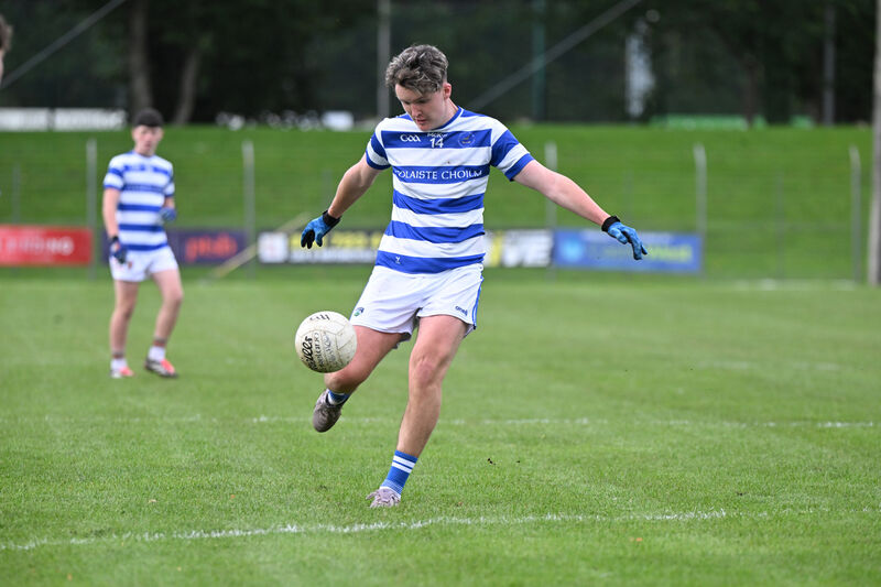 Riain Madden kicks a point for Coláiste Choilm. Picture: Larry Cummins Riain Madden kicks a point for Coláiste Choilm. Picture: Larry Cummins