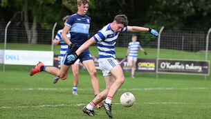 <p> Donagh Conway fires over a point for Coláiste Choilm against Clonakilty in the Munster Post Primary Schools Frewen Cup clash at Ballincollig. Picture: Larry Cummins</p>